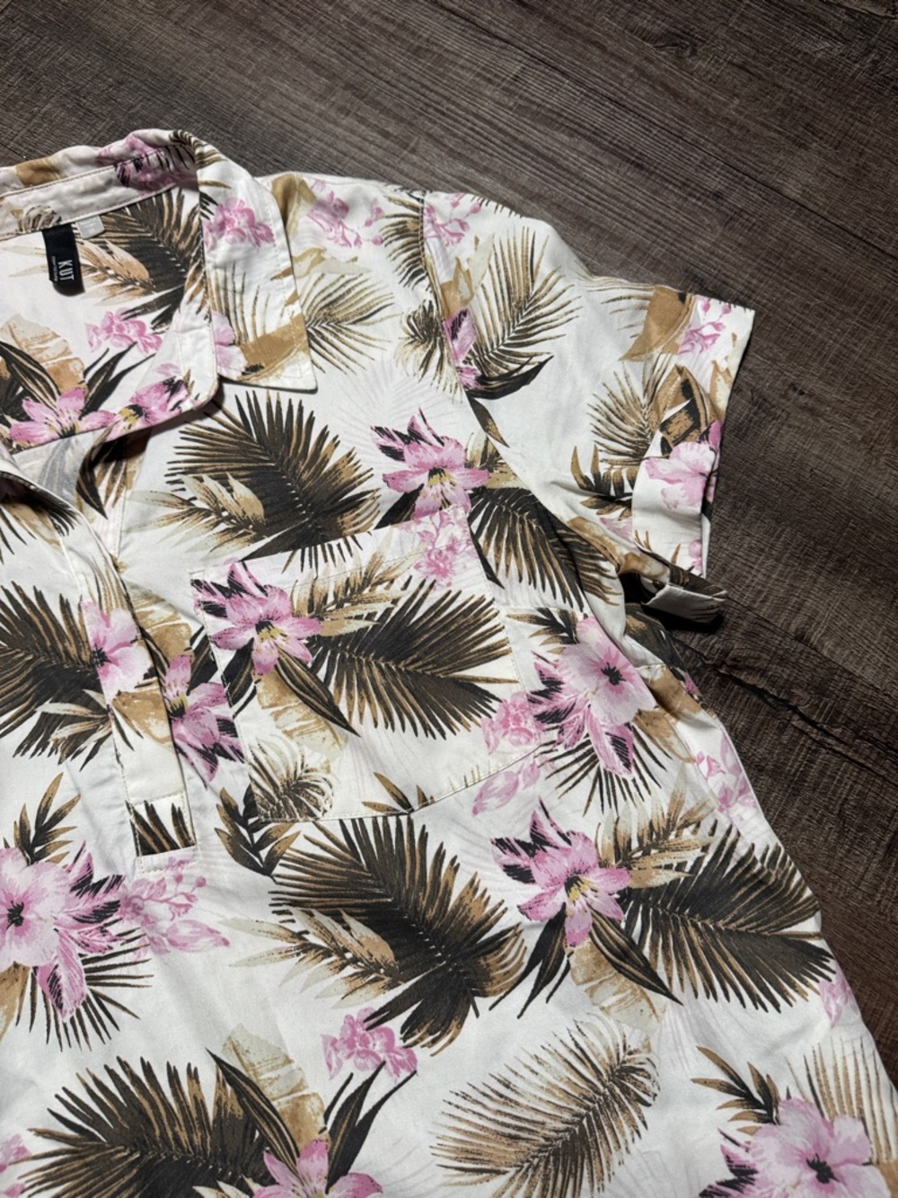Kut from the Kloth Floral Button-Up Shirt Dress - Pink & Tan - Picture 3 of 9